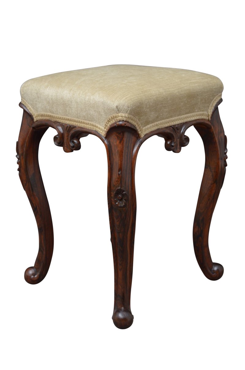 English Victorian Dressing Table Stool In Rosewood - Image 2